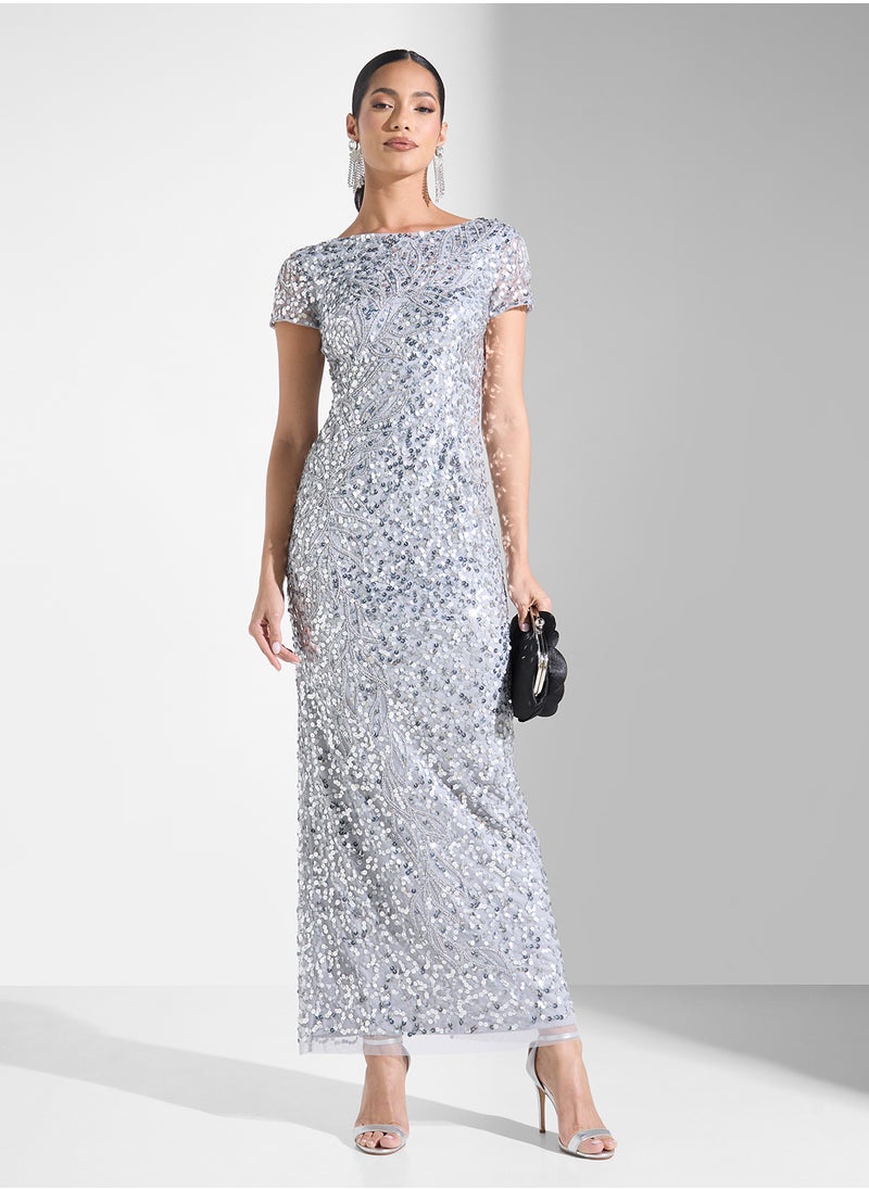 Embellished Mesh Detailed Dress