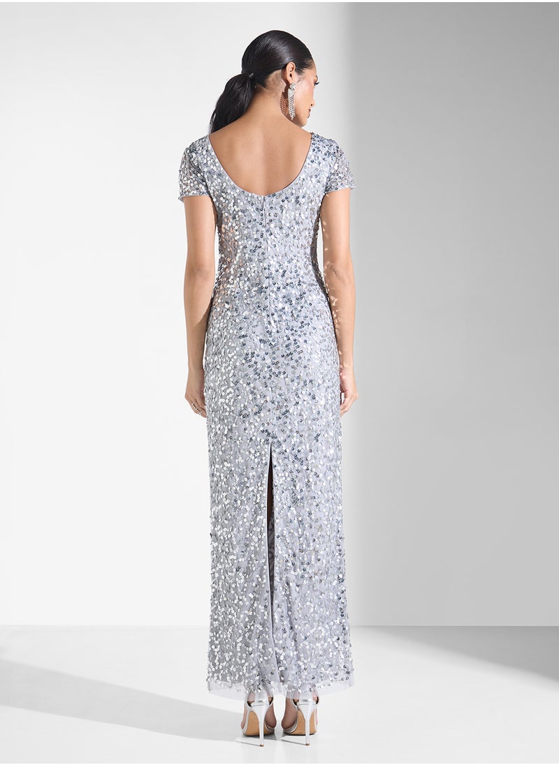 Embellished Mesh Detailed Dress