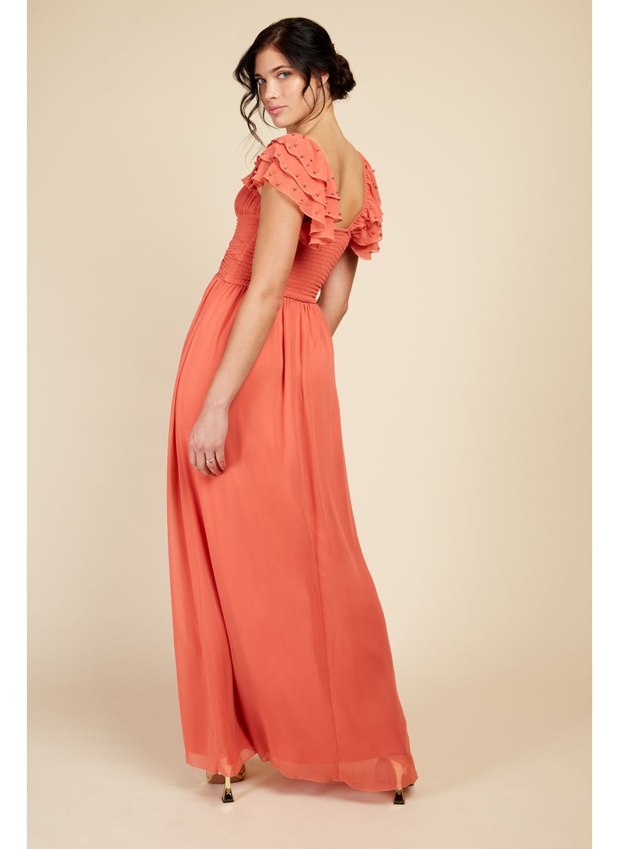 Embellished Sleeve Maxi Dress