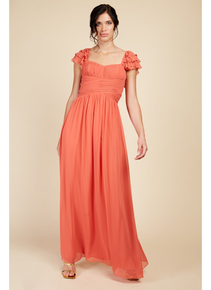 Embellished Sleeve Maxi Dress