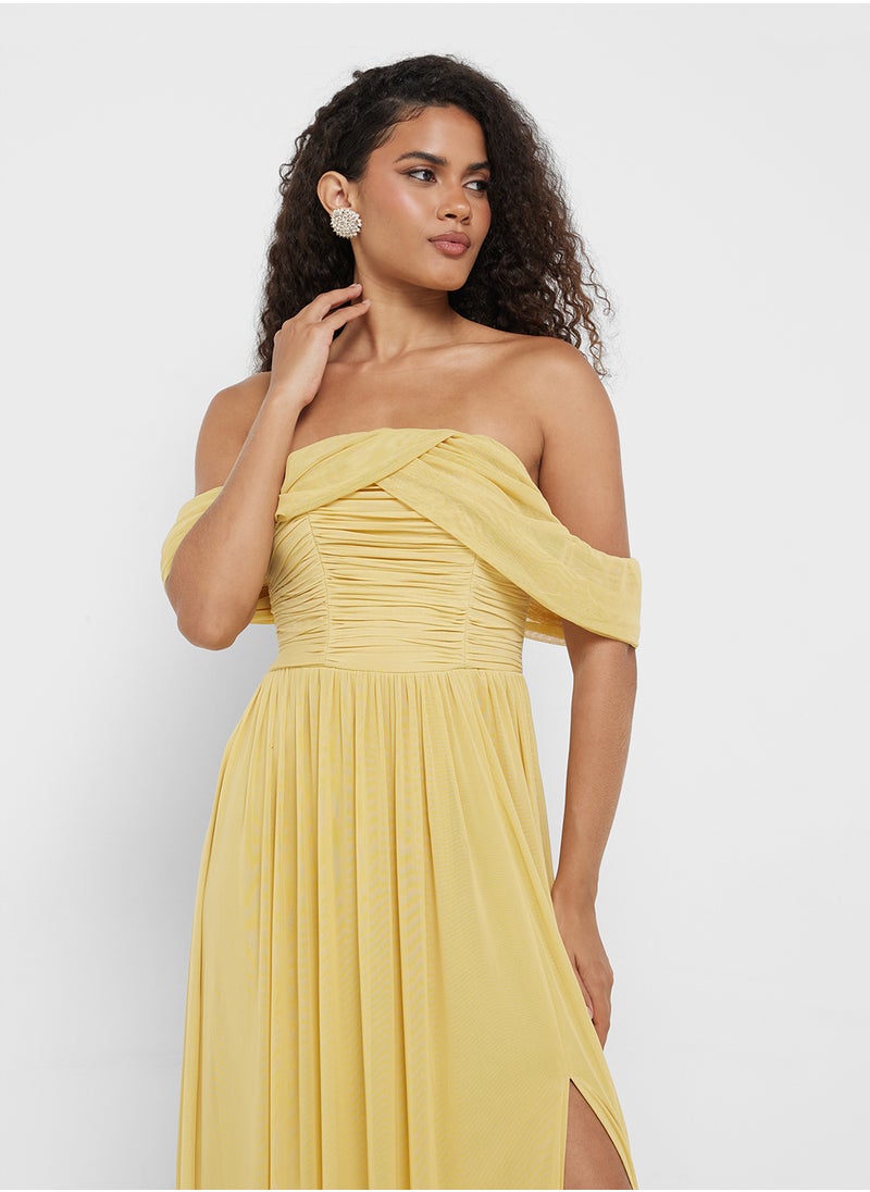 Draped Sleeve Maxi Dress