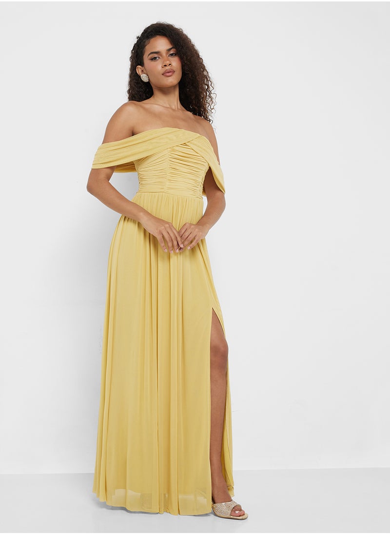 Draped Sleeve Maxi Dress