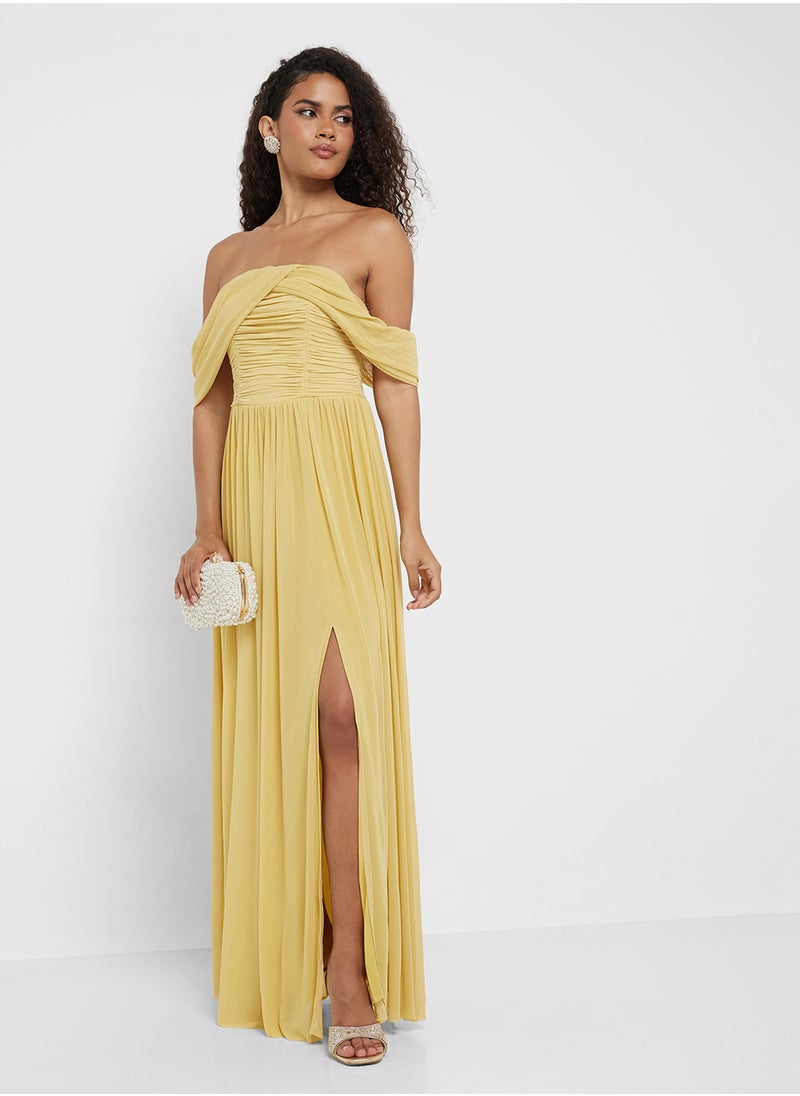 Draped Sleeve Maxi Dress