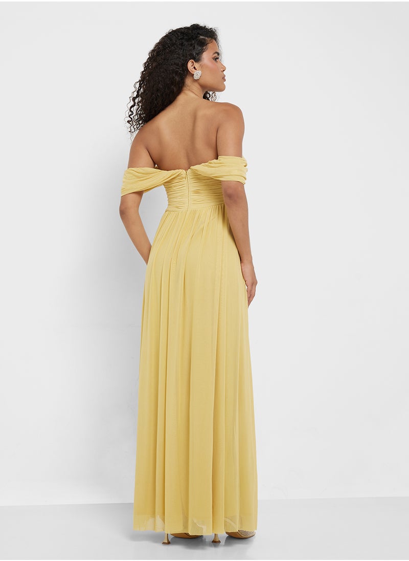 Draped Sleeve Maxi Dress
