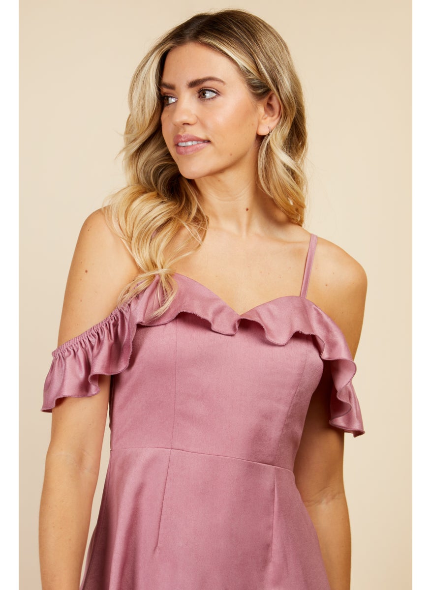 Ruffled Shoulder Maxi Dress
