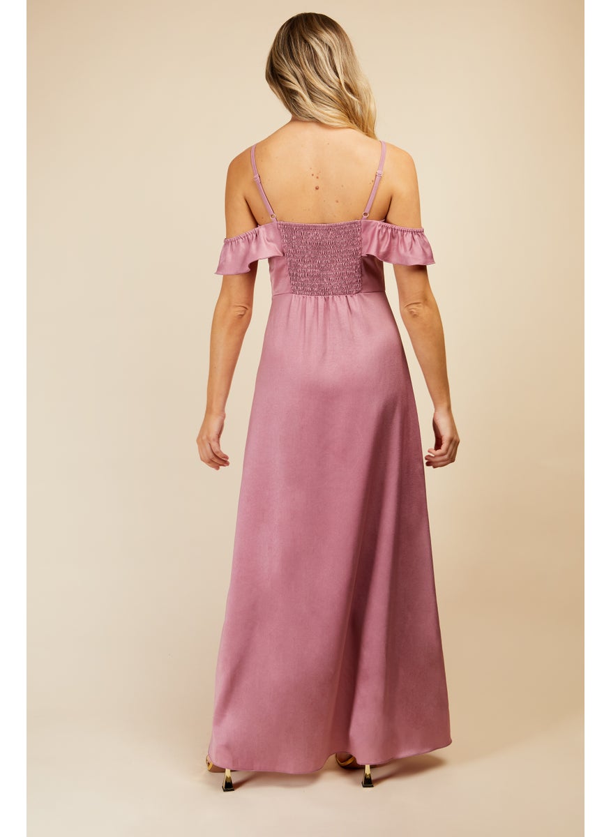 Ruffled Shoulder Maxi Dress