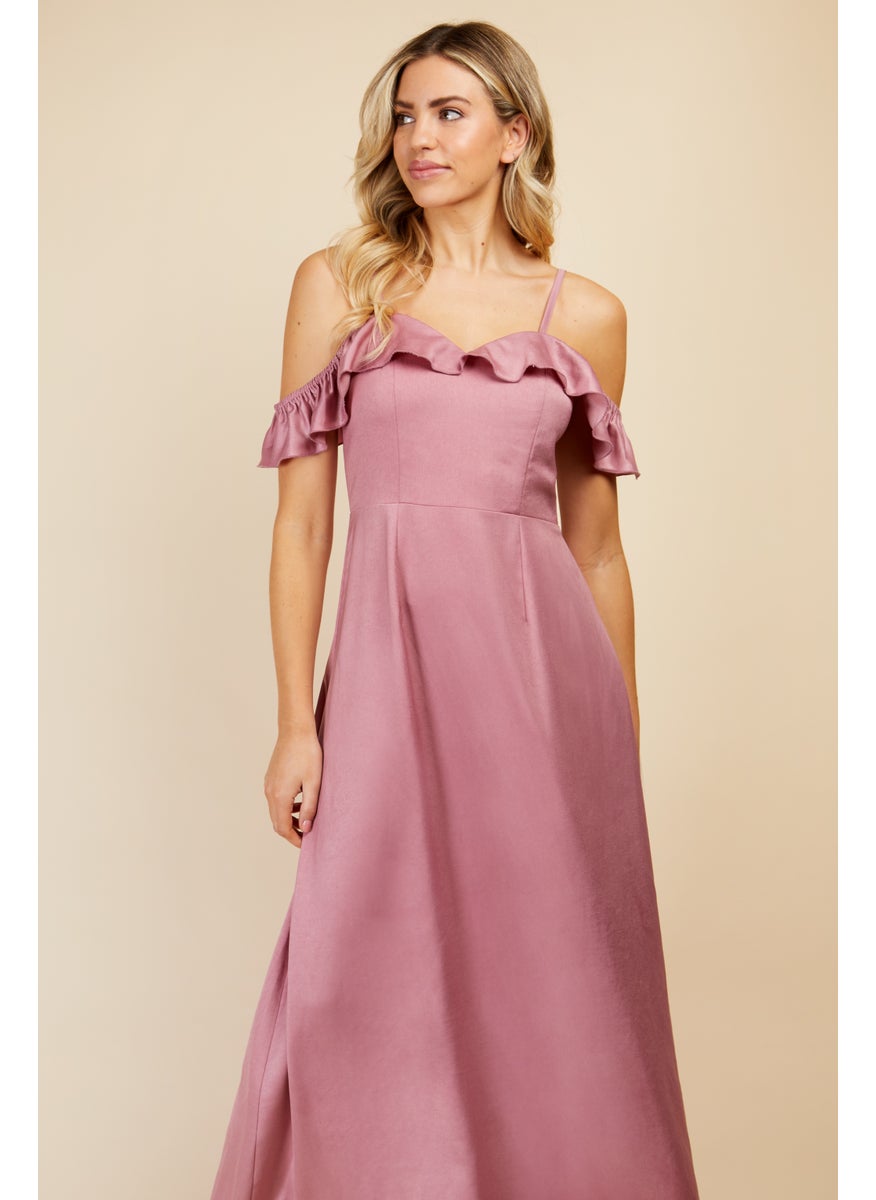 Ruffled Shoulder Maxi Dress