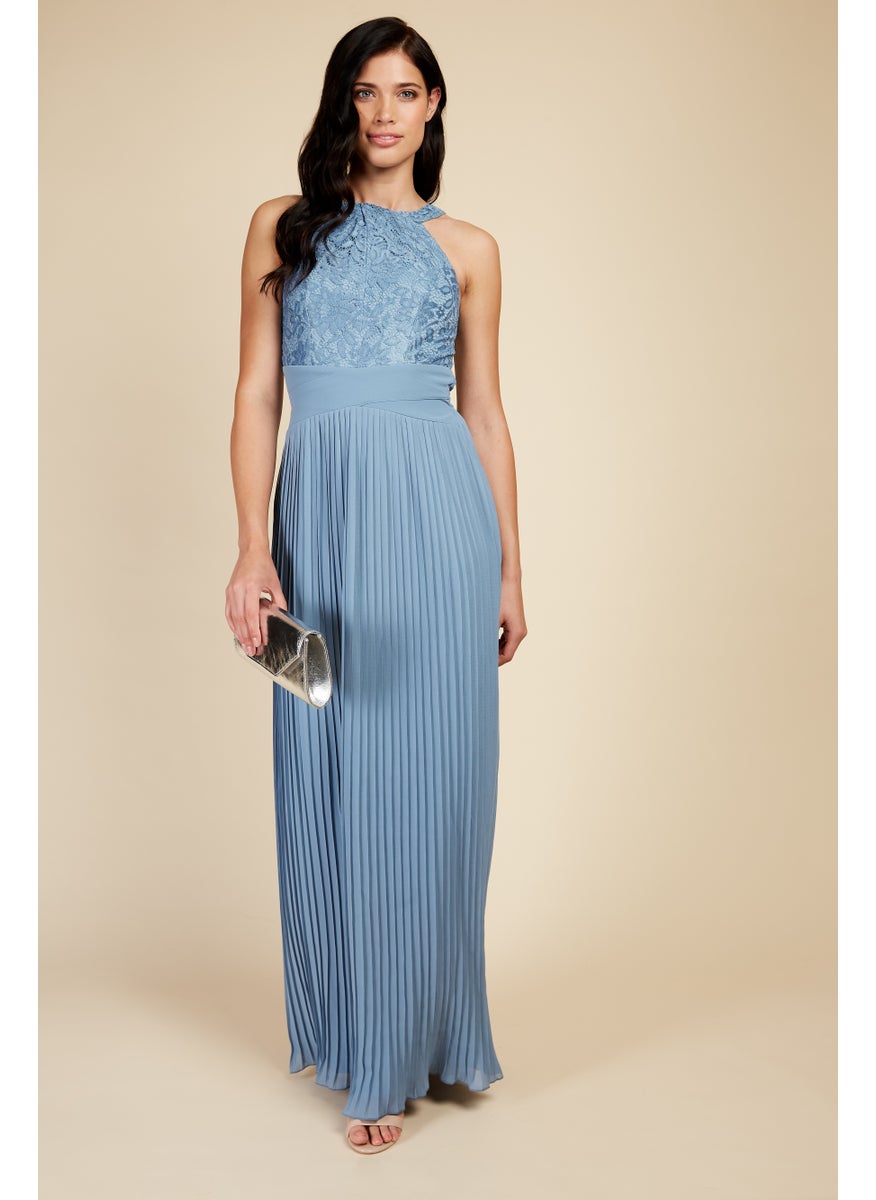 Lace And Pleated Hem Maxi Dress