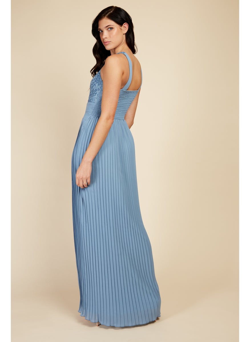 Lace And Pleated Hem Maxi Dress