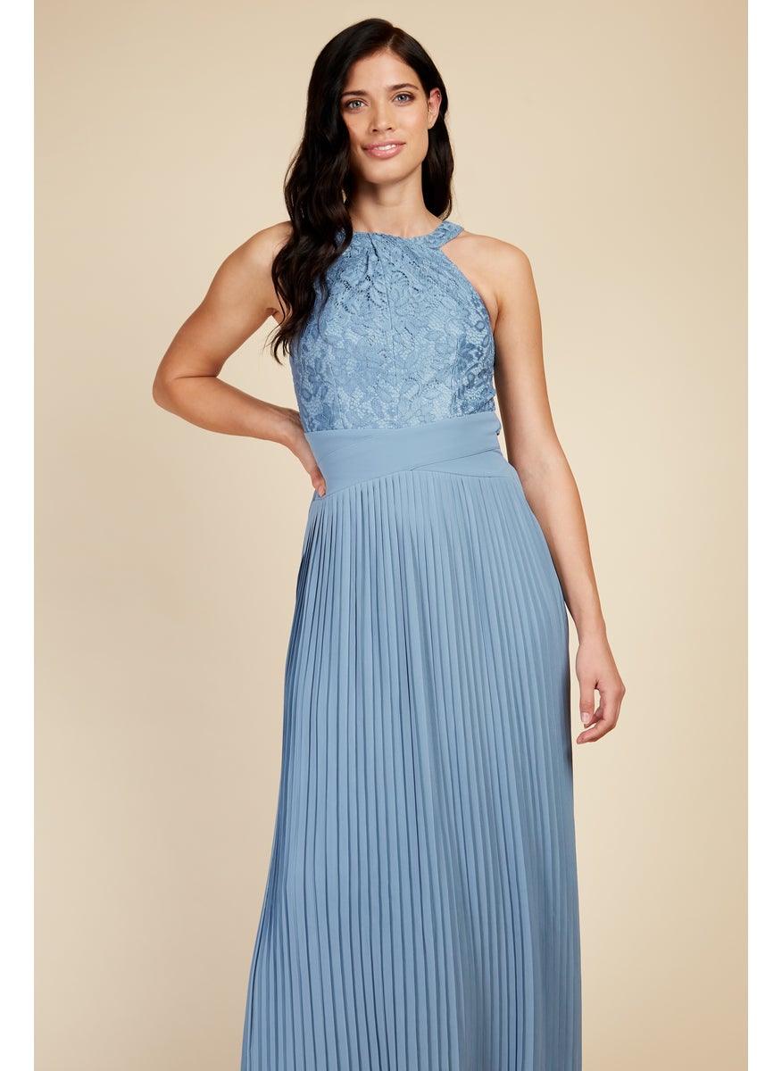 Lace And Pleated Hem Maxi Dress