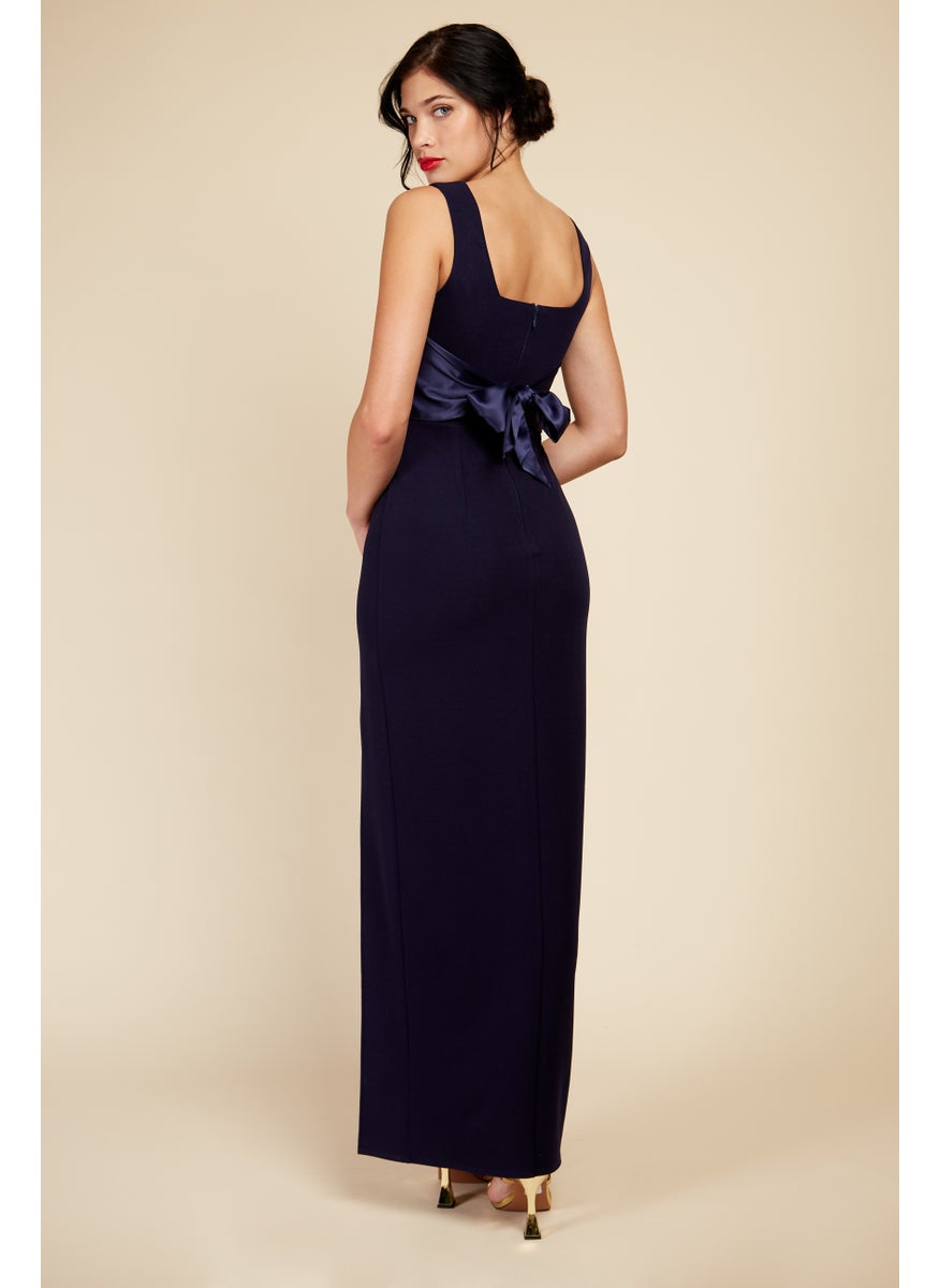 Satin Bow Maxi Bridesmaid Dress