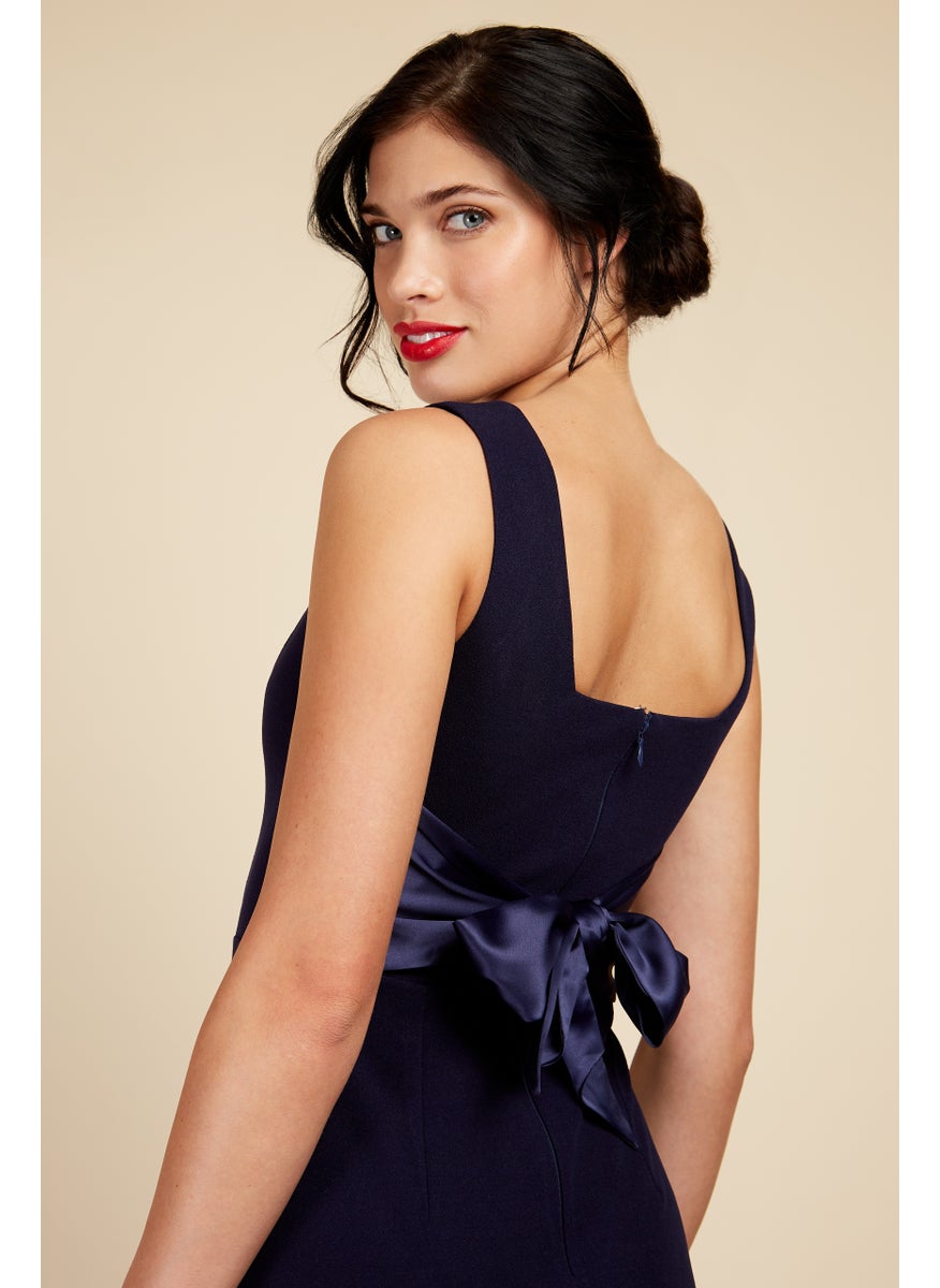Satin Bow Maxi Bridesmaid Dress