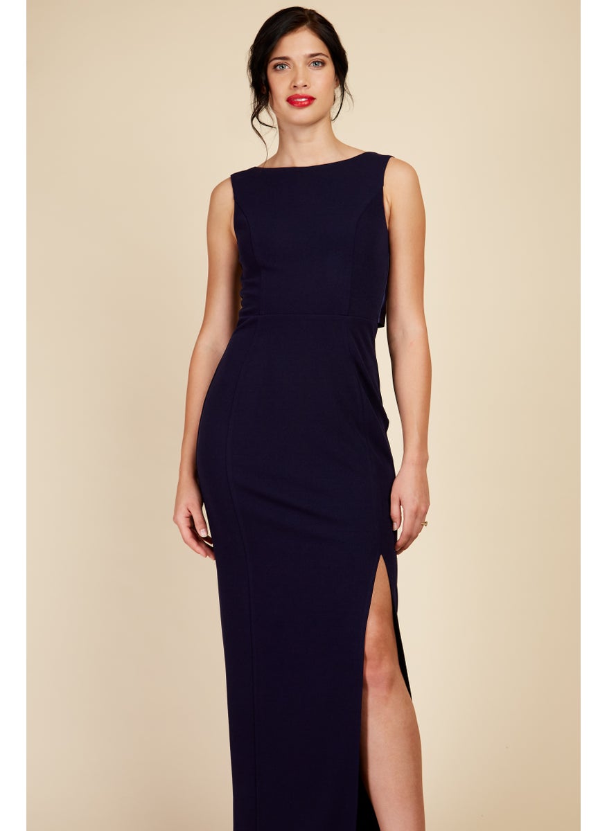 Satin Bow Maxi Bridesmaid Dress