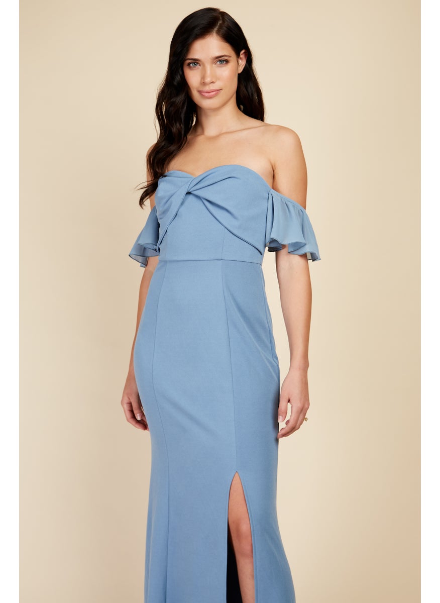 Twist Detail Bardot Maxi Dress