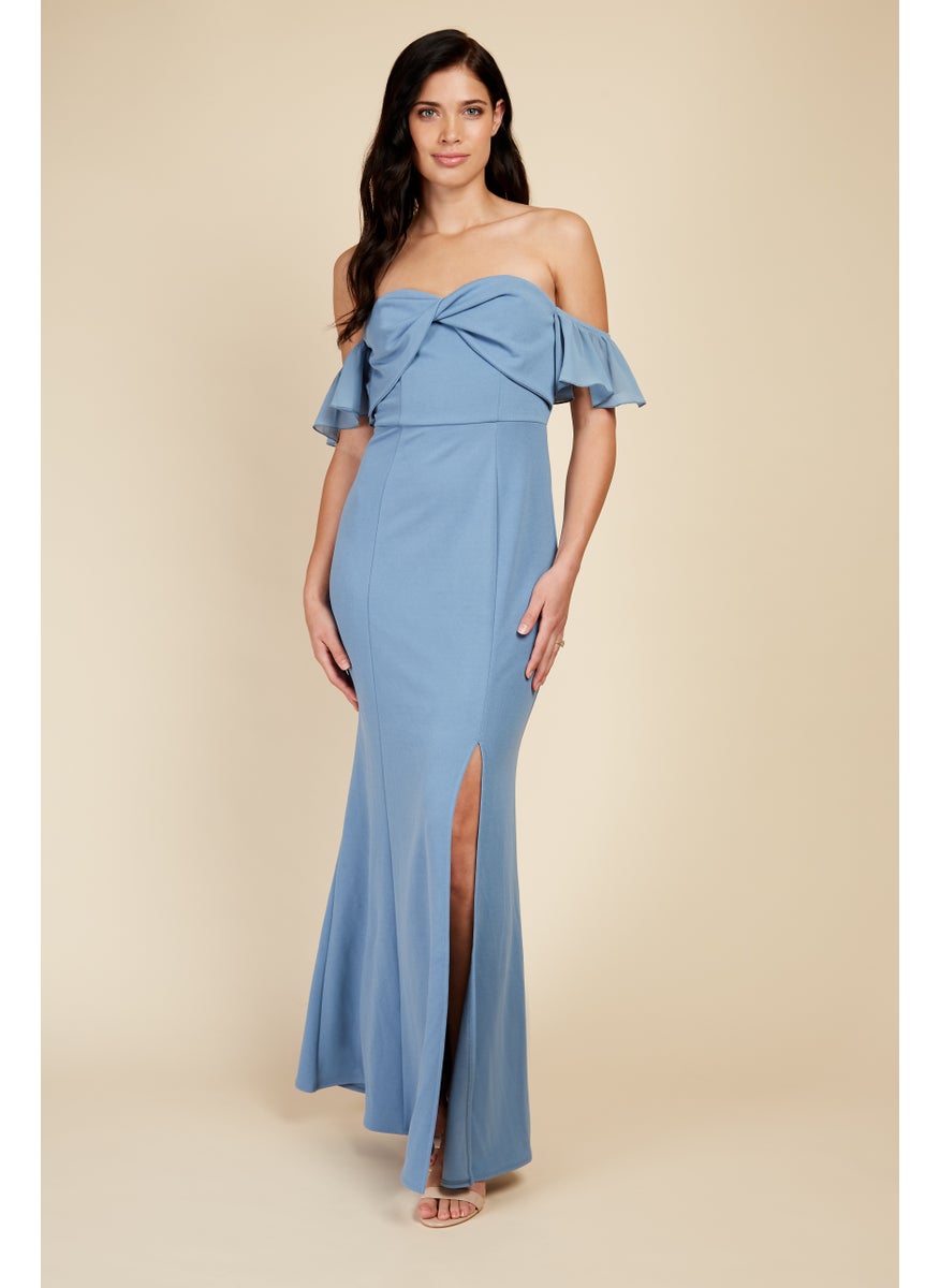 Twist Detail Bardot Maxi Dress