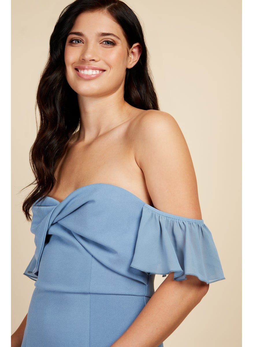 Twist Detail Bardot Maxi Dress