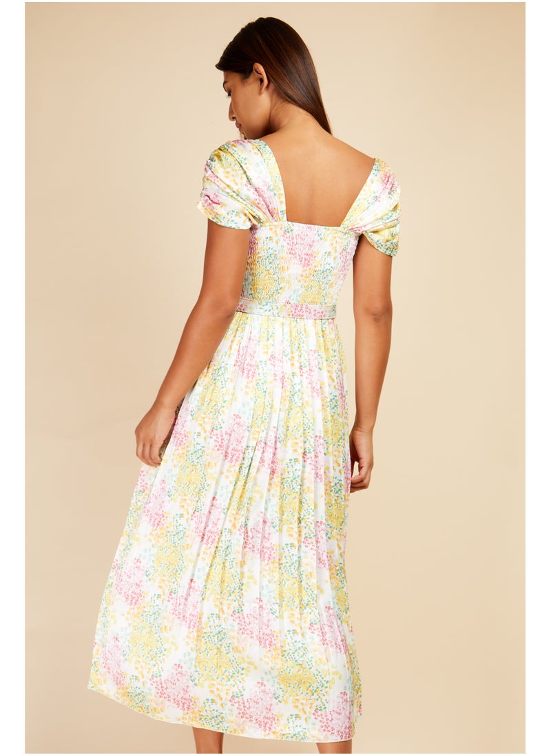 Jackson Blossom Pleated Belted Maxi Dress