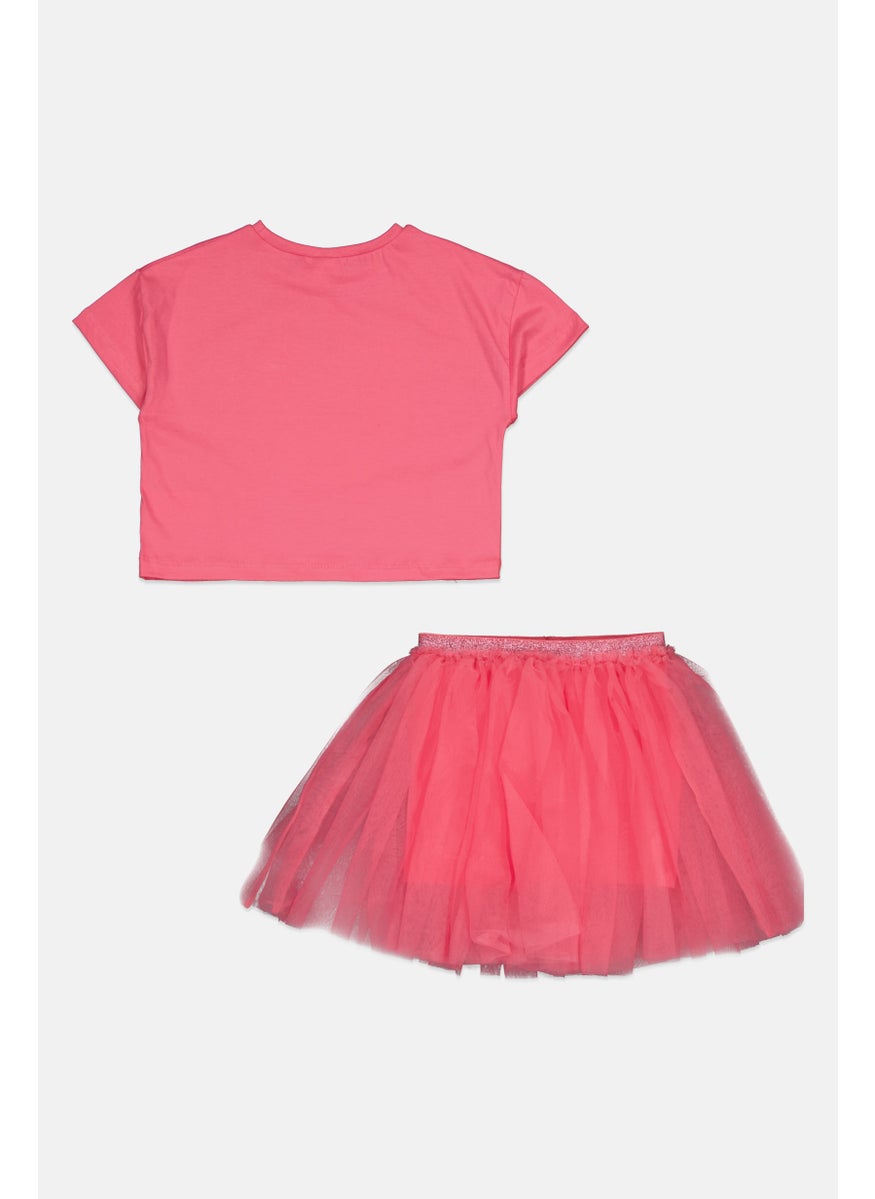 Kids Girl 2 Pieces Sequin T-Shirt and Skirt Set, Pink