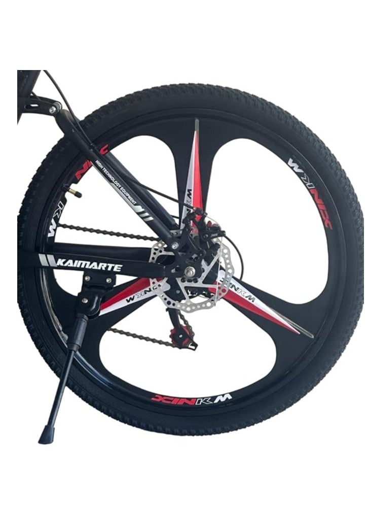 Folding Bike 26 Inch, 21 Speed, Double Suspension, Alloy Wheel – Mountain Bike color : Black/red