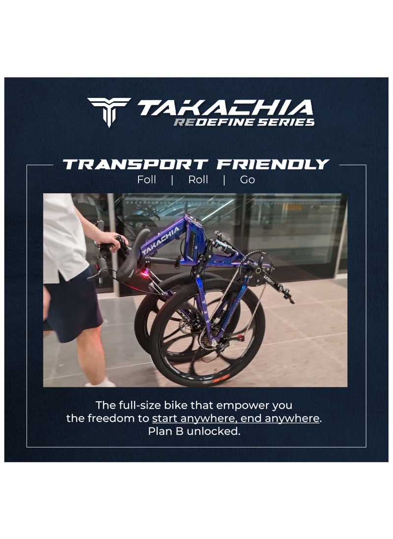 TAKACHIA Redefine Series 26 Inch [Solid Start Series] - Folding Mountain Bike - Foldable Bicycle for Men & Ladies (Urban Grey)