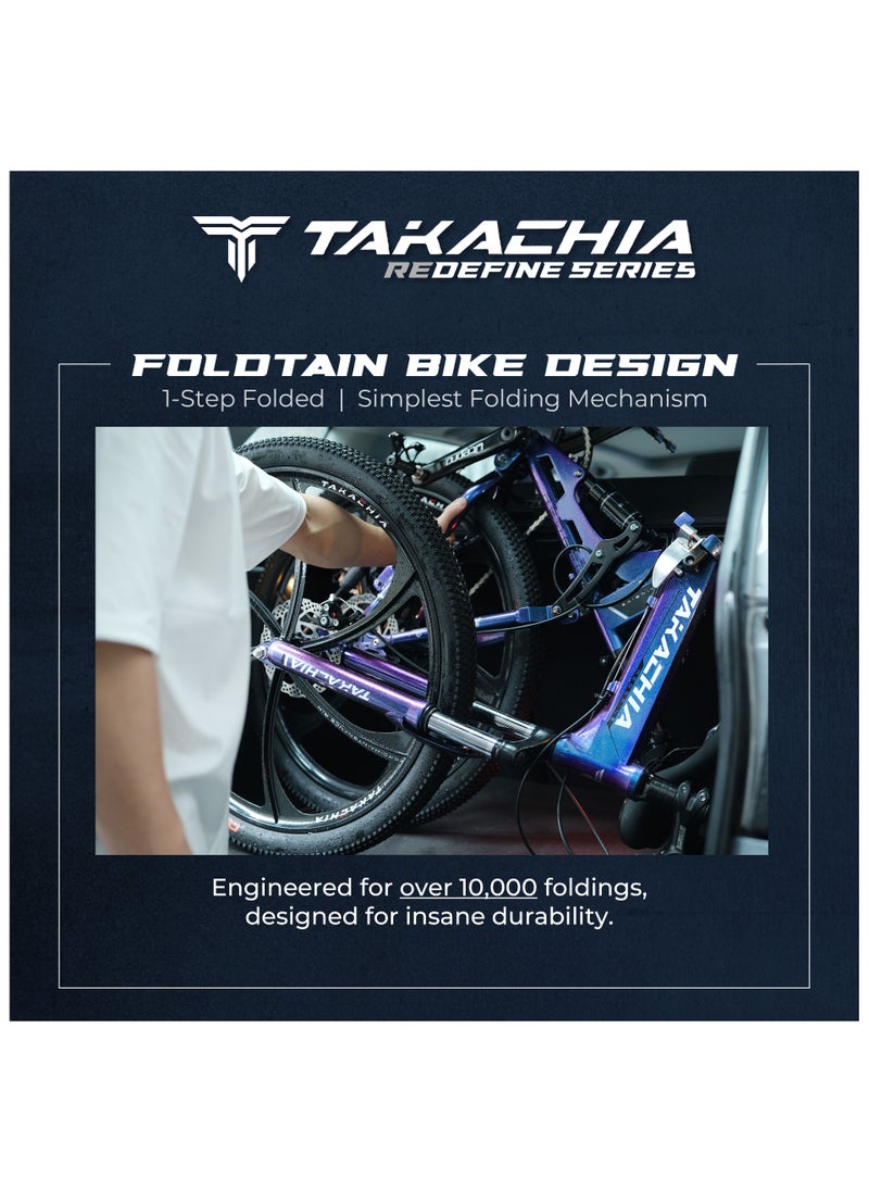 TAKACHIA Redefine Series 26 Inch [Solid Start Series] - Folding Mountain Bike - Foldable Bicycle for Men & Ladies (Urban Grey)