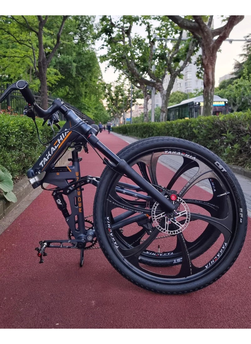 TAKACHIA Redefine Series 26 Inch [Solid Start Series] - Folding Mountain Bike - Foldable Bicycle for Men & Ladies (Urban Grey)