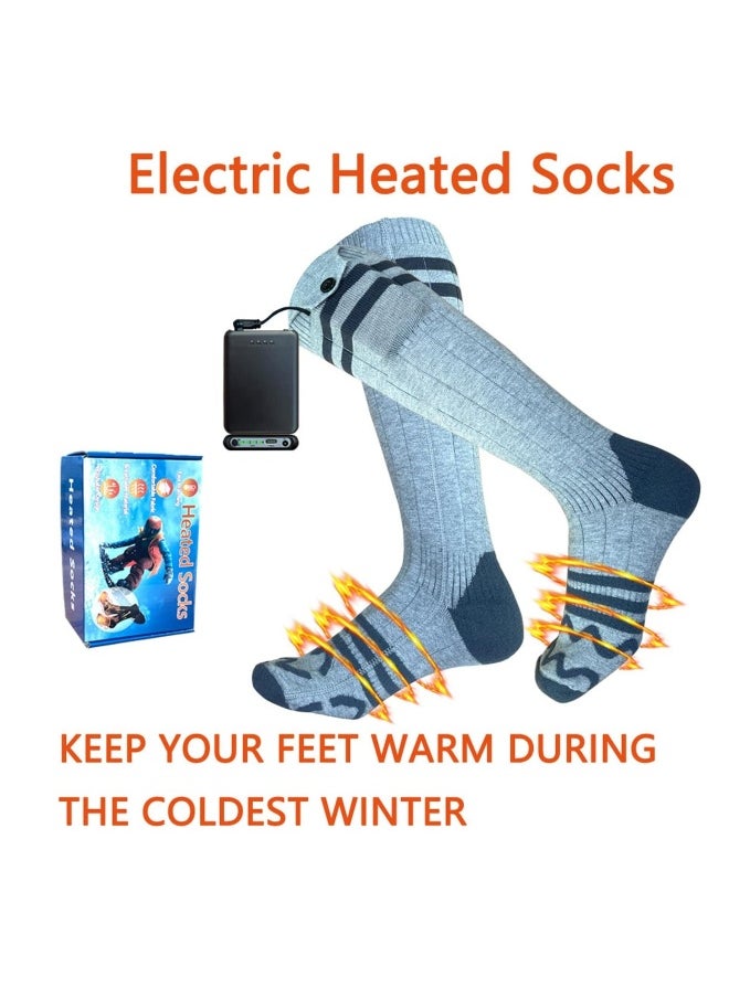 Heated Socks for Men Women 4000mAh Rechargeable Battery 10 Hours Heating and Full Sole Heating 4 Levels Temperature Control Suitable for Fishing Hunting Skiing