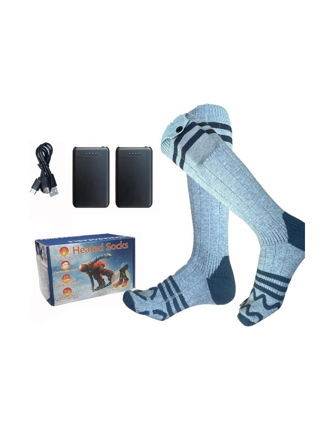 Heated Socks for Men Women 4000mAh Rechargeable Battery 10 Hours Heating and Full Sole Heating 4 Levels Temperature Control Suitable for Fishing Hunting Skiing