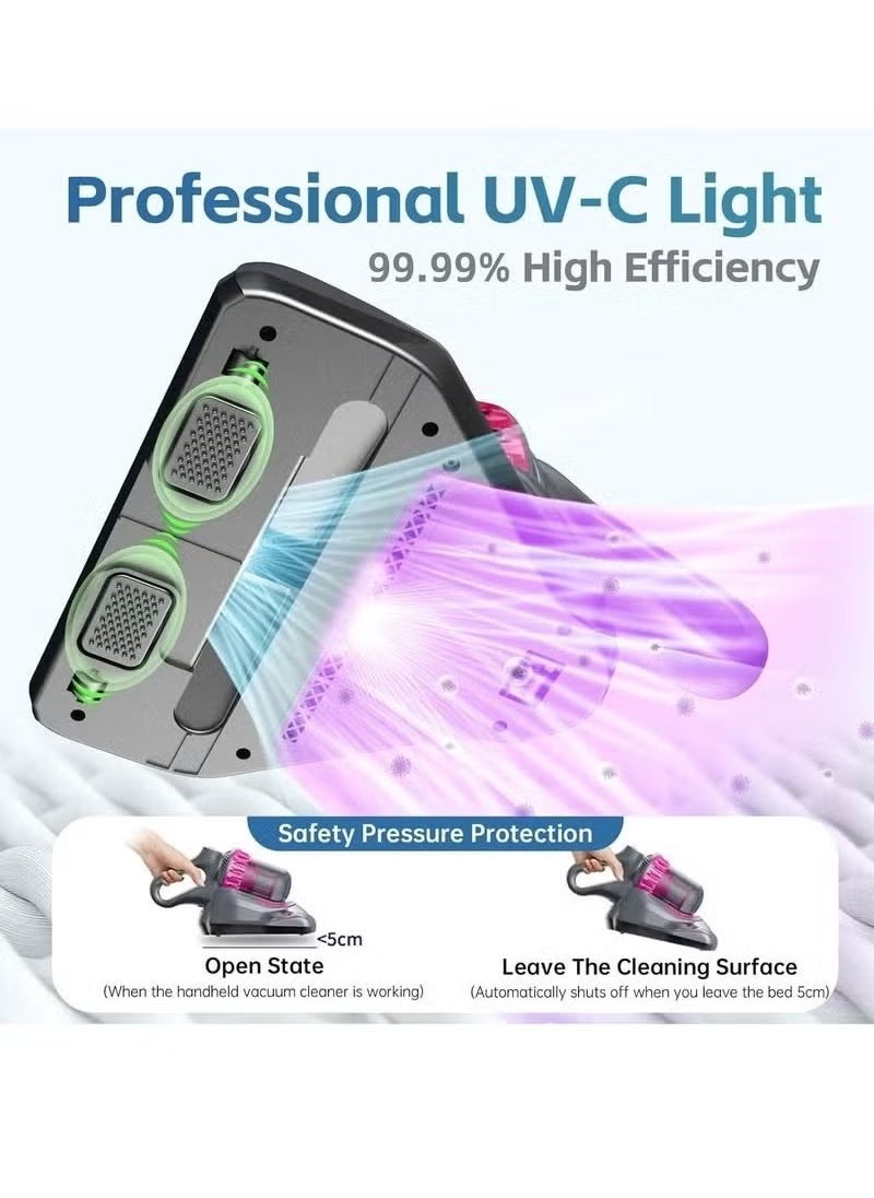 Cordless 5-in-1 Lightweight Stick Vacuum Cleaner – Rechargeable Handheld Vacuum with Powerful Suction, Mop Function, Mite Remover, Dust Brush, and Car Vacuum – 260ML Water Tank, 3-Speed Settings, Visible Dust Cup – Versatile Cleaning Solution for Home and Car