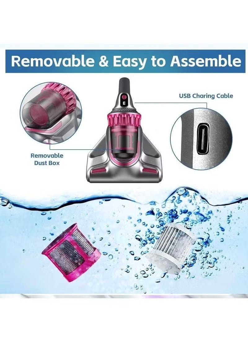 Cordless 5-in-1 Lightweight Stick Vacuum Cleaner – Rechargeable Handheld Vacuum with Powerful Suction, Mop Function, Mite Remover, Dust Brush, and Car Vacuum – 260ML Water Tank, 3-Speed Settings, Visible Dust Cup – Versatile Cleaning Solution for Home and Car