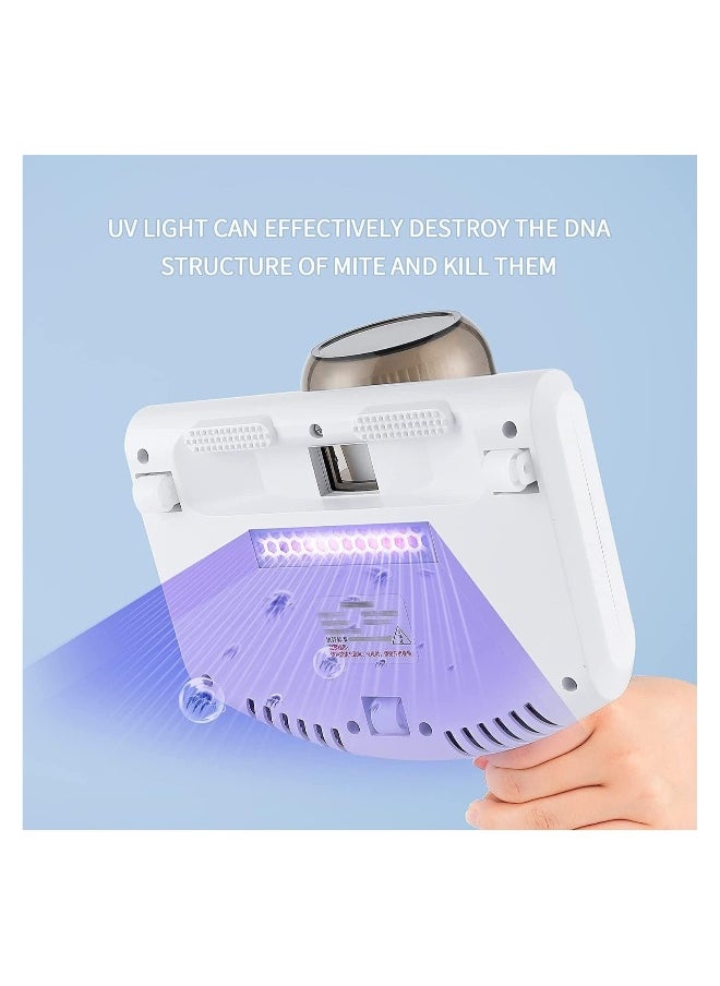 Bed Vacuum Cleaner, Handheld UV Mattress Vacuum Cleaner, Wireless Mite Remover Cleaning Machine,Bed Dust Vacuum Machine Effectively Clean Up Bed, Pillows, Cloth Sofas, and Carpets, White