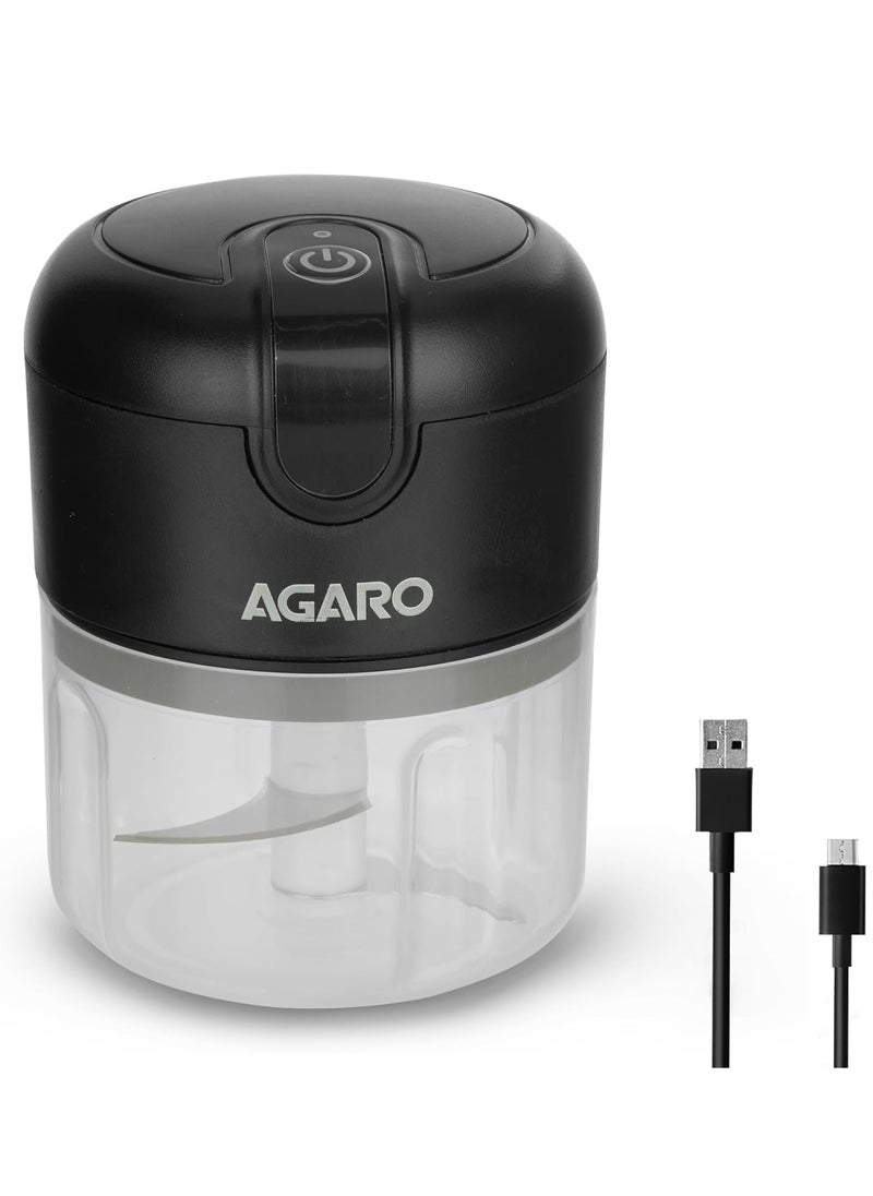 Elite Rechargeable Mini Electric Chopper, Food Grade Bowl 250 Ml, Black