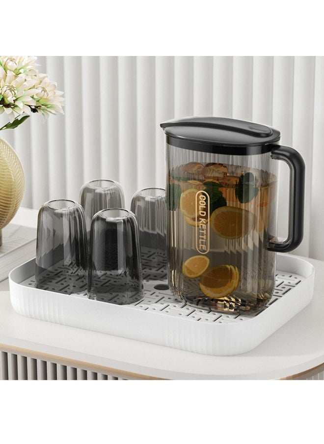 2.2L Water Pitcher Lemon Kettle Heat Resistant with Lid Teapot Juice Water Jug Iced Tea Pitcher for Household Office Fridge Refrigerator, Green and 4 Cup