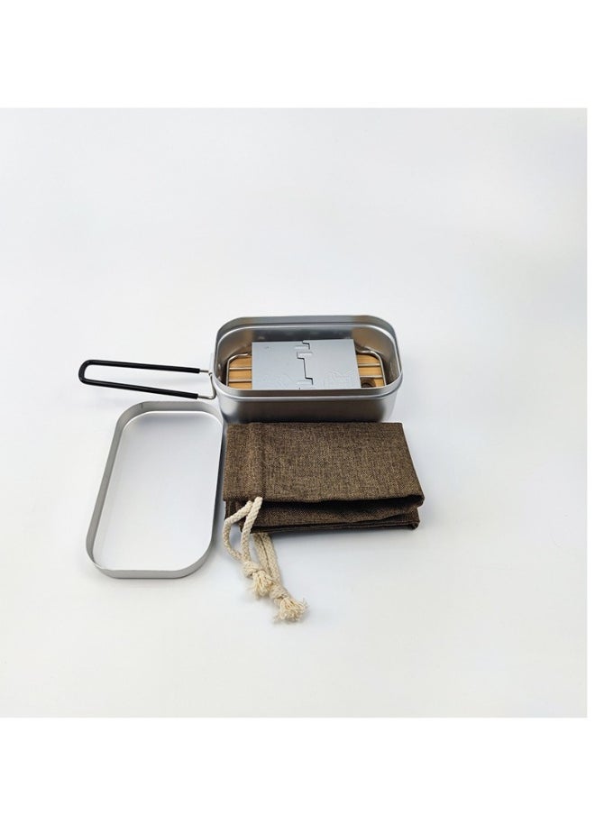 Outdoor tableware set Camping lunch box Fire lunch box Outdoor aluminum bento box Portable multi-functional cooking artifact (1000ml)