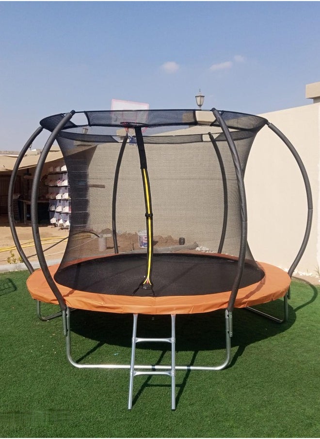 10FT Big Round Kids Sport Play Trampoline with Basketball Hoop