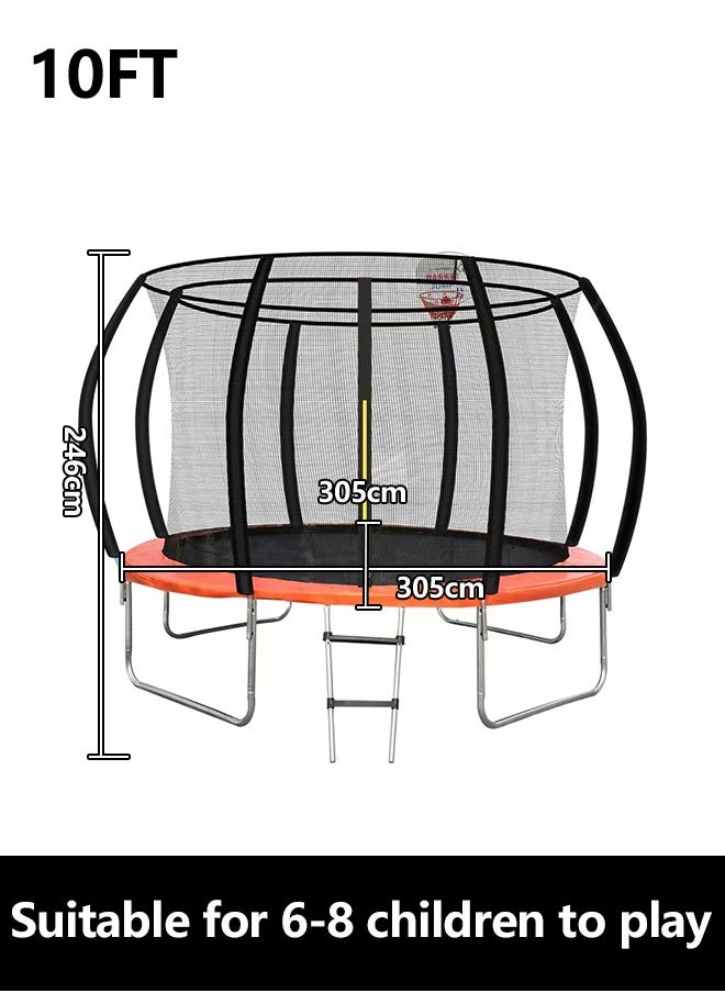 10FT Big Round Kids Sport Play Trampoline with Basketball Hoop