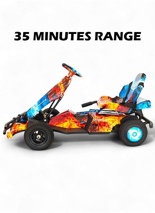 Kids Electric Go-Kart 250W Motor, 36V 4Ah Battery, 20km/h Speed, 8 Inches Tires, Steel Alloy Frame, Reverse Button, LED Wheels, 35-Min Ride Time, 4 Wheel Racer Car For Kids, Ride On Toy