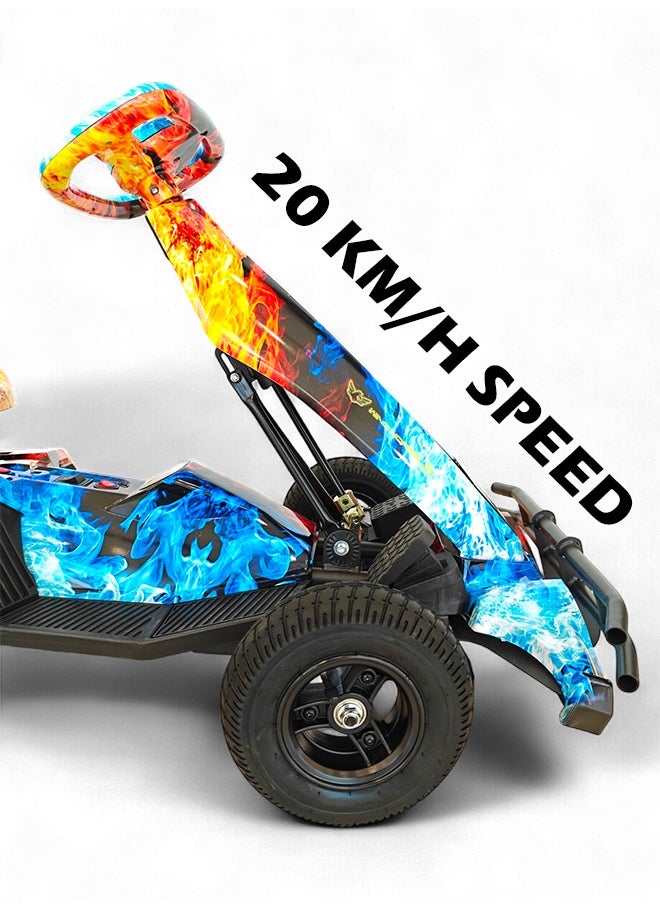 Kids Electric Go-Kart 250W Motor, 36V 4Ah Battery, 20km/h Speed, 8 Inches Tires, Steel Alloy Frame, Reverse Button, LED Wheels, 35-Min Ride Time, 4 Wheel Racer Car For Kids, Ride On Toy