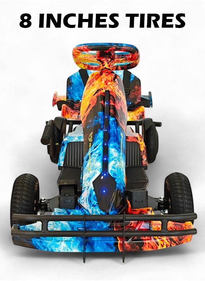 Kids Electric Go-Kart 250W Motor, 36V 4Ah Battery, 20km/h Speed, 8 Inches Tires, Steel Alloy Frame, Reverse Button, LED Wheels, 35-Min Ride Time, 4 Wheel Racer Car For Kids, Ride On Toy