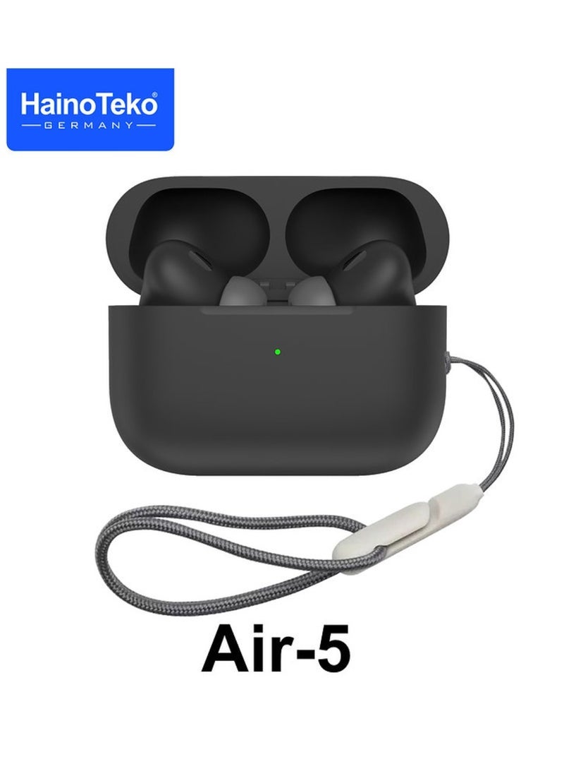 Air-5 Wireless Bluetooth Earbuds Apple & Android Compatibility Built-in Microphone True Wireless Earbuds in-Ear Bluetooth Headphones Earphones Auto Power On/Off Touch Control Black