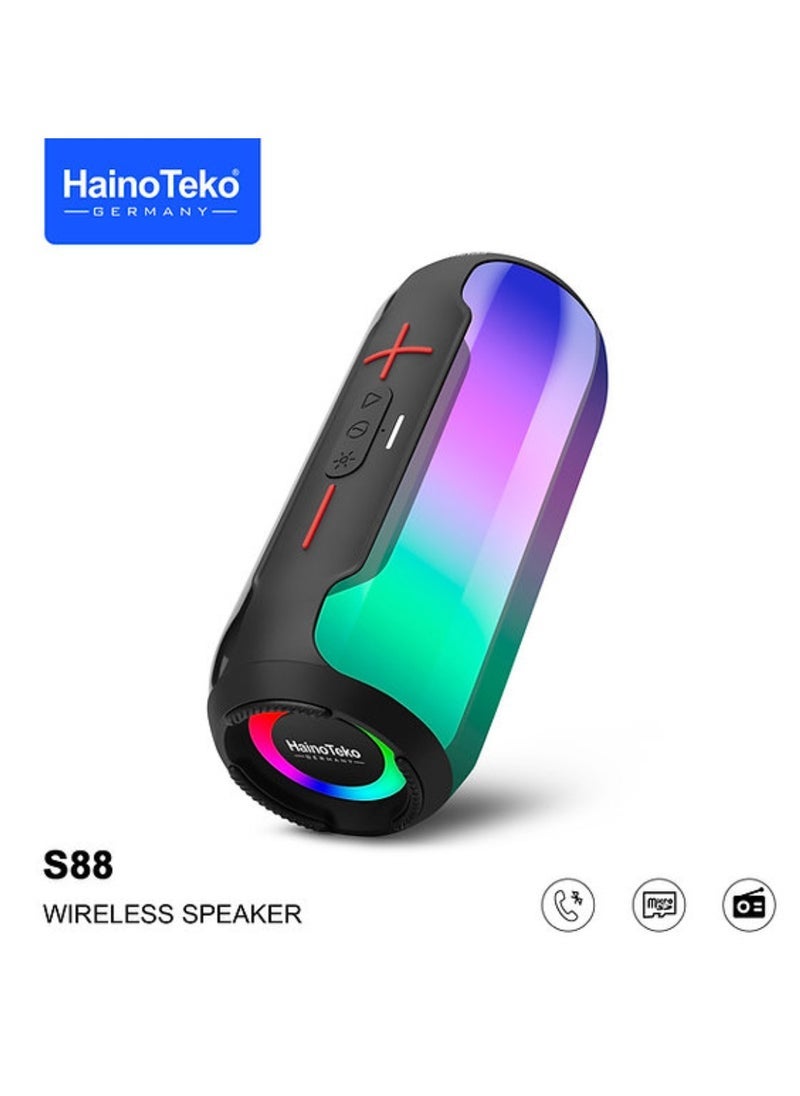 S88 Wireless Speaker Bluetooth Speaker Portable Bluetooth Wireless Speaker With Full Body Light Show, TWS Pairing, RGB Lights, AUX-In, Card Slot, USB-C, Bluetooth And FM Radio Speaker Portable Speaker For Indoor & Outdoor Party
