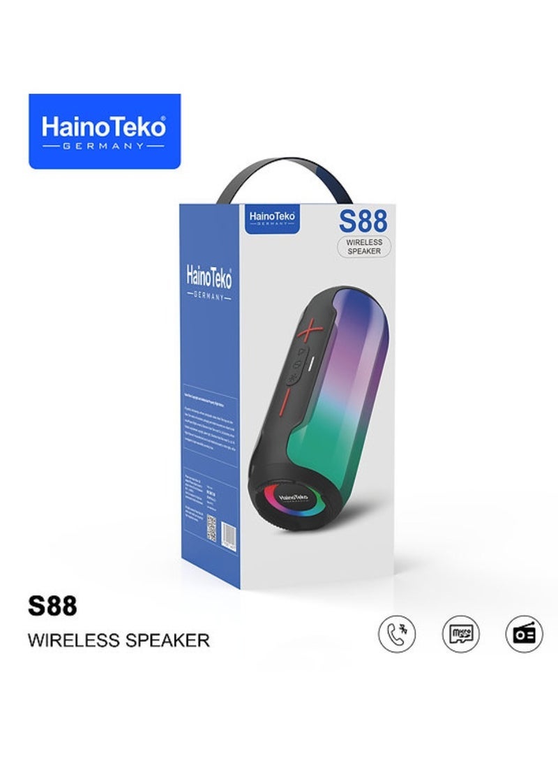 S88 Wireless Speaker Bluetooth Speaker Portable Bluetooth Wireless Speaker With Full Body Light Show, TWS Pairing, RGB Lights, AUX-In, Card Slot, USB-C, Bluetooth And FM Radio Speaker Portable Speaker For Indoor & Outdoor Party