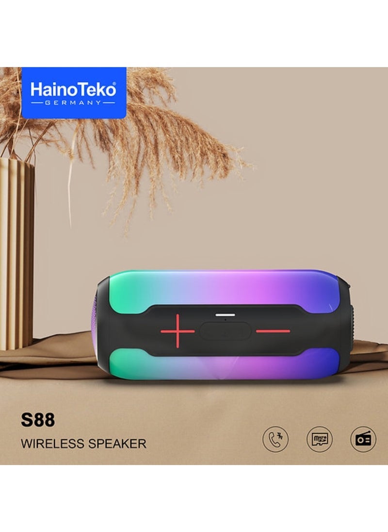 S88 Wireless Speaker Bluetooth Speaker Portable Bluetooth Wireless Speaker With Full Body Light Show, TWS Pairing, RGB Lights, AUX-In, Card Slot, USB-C, Bluetooth And FM Radio Speaker Portable Speaker For Indoor & Outdoor Party