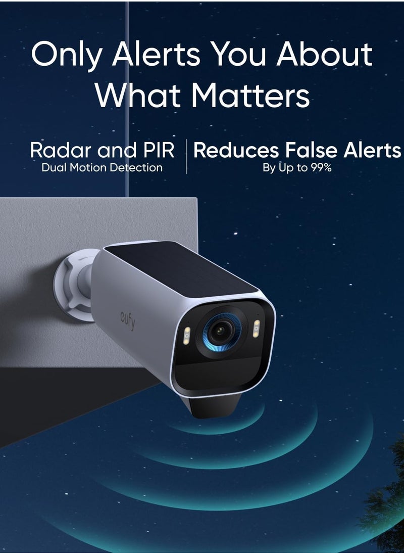 eufy Security eufyCam S3 Pro 2-Cam Kit Solar Security Camera Outdoor Wireless with Solar Panel, Colour Night Vision, 4K, Forever Power 2.0, Face Recognition AI, Expandable Local Storage No Monthly Fee