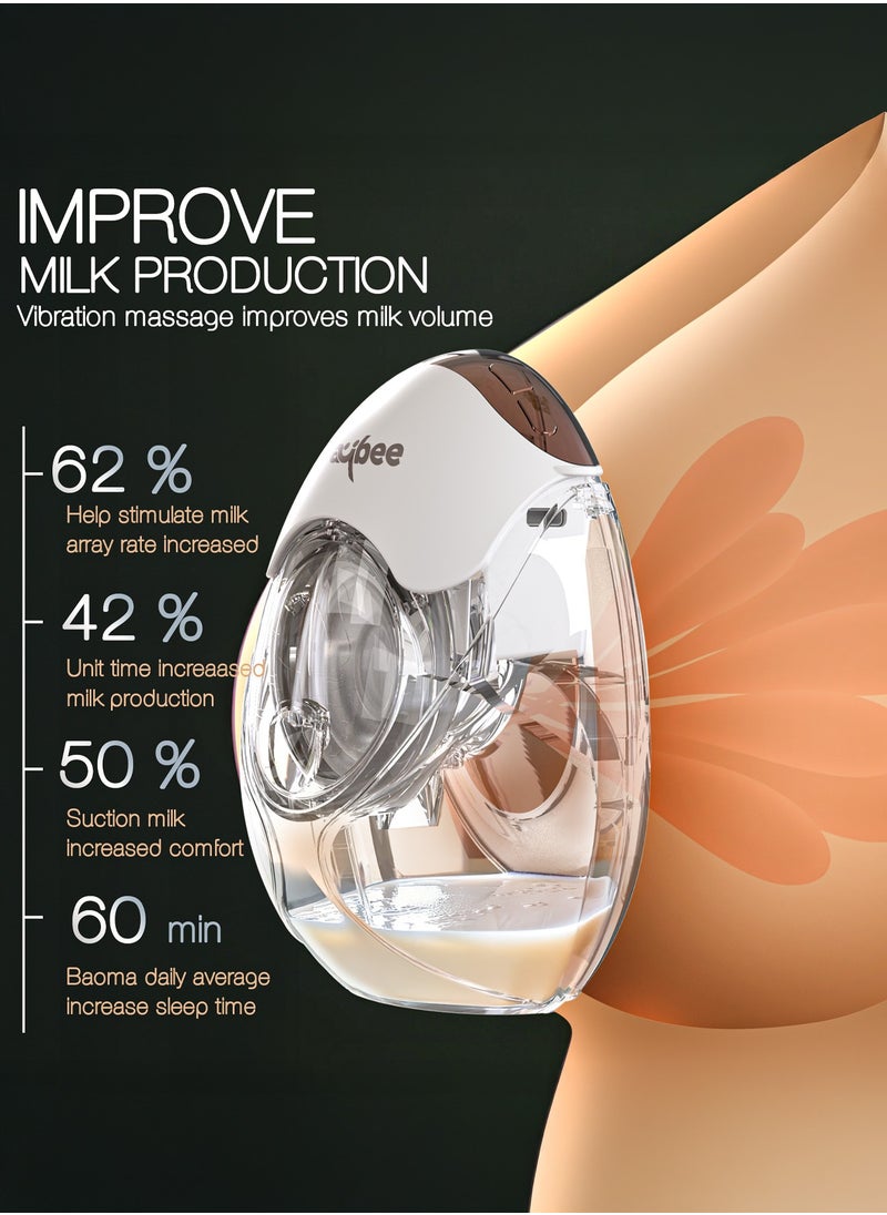 Electric Hands Free Wearable Breast Pump with Smart LED Display, 3 Modes & 12 Suction Levels | Low Noise Painless Automatic Breastfeeding Breast Pump with Cordless 450MmHg/50HZ, 150ml BPA-Free Milk Cup, Leak-Proof Design & Breast Shield of 24mm, 21mm, 18mm