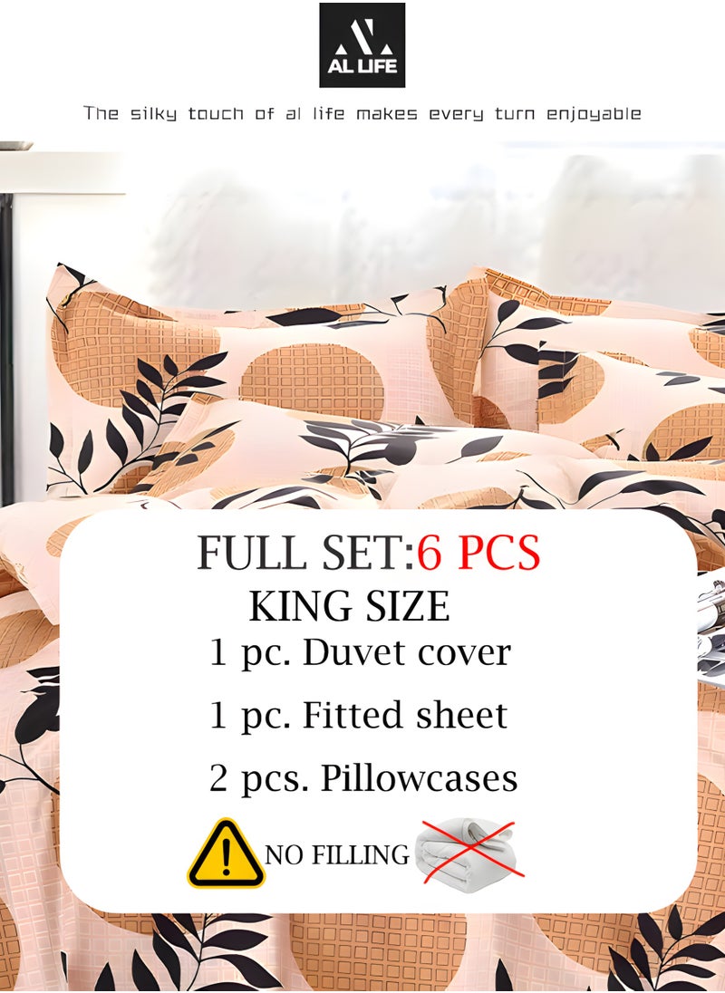 AI LIFE Premium King Size Duvet Cover Set 4 Piece Bedding Set Includes 1×Duvet Cover  220*240 cm , 1×Fitted Sheet 200*230+25 cm, and 2x Pillow Cover 48*74 cm-