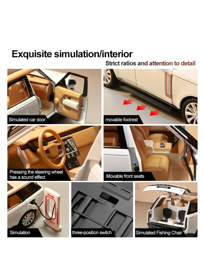 Pull Back Action 1:24 Scale Diecast Model Alloy Metal Toy Car for Kids with Openable Doors & Light