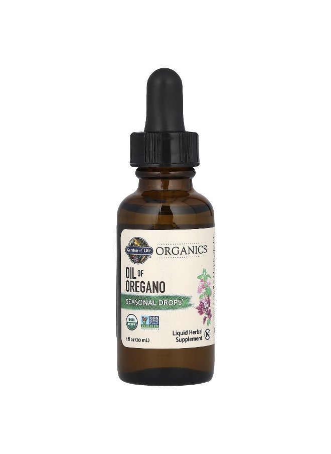 Garden of Life, Organics, Oil of Oregano, Seasonal Drops, Alcohol Free, 1 fl oz (30 ml)