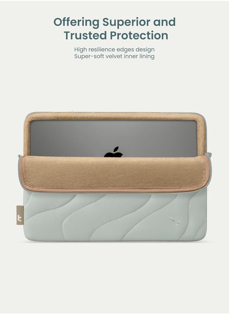 Terra-A27 360 Protective Puffy Laptop Sleeve for 16-inch MacBook Pro M4/M3/M2/M1 Pro/Max A3403 A3186 A2991 A2780 A2485 2024-2019, Quilted Design Soft Cute Puffer Bag Case for Dell XPS 16 Laptop Eco-Friendly Laptop Sleeve