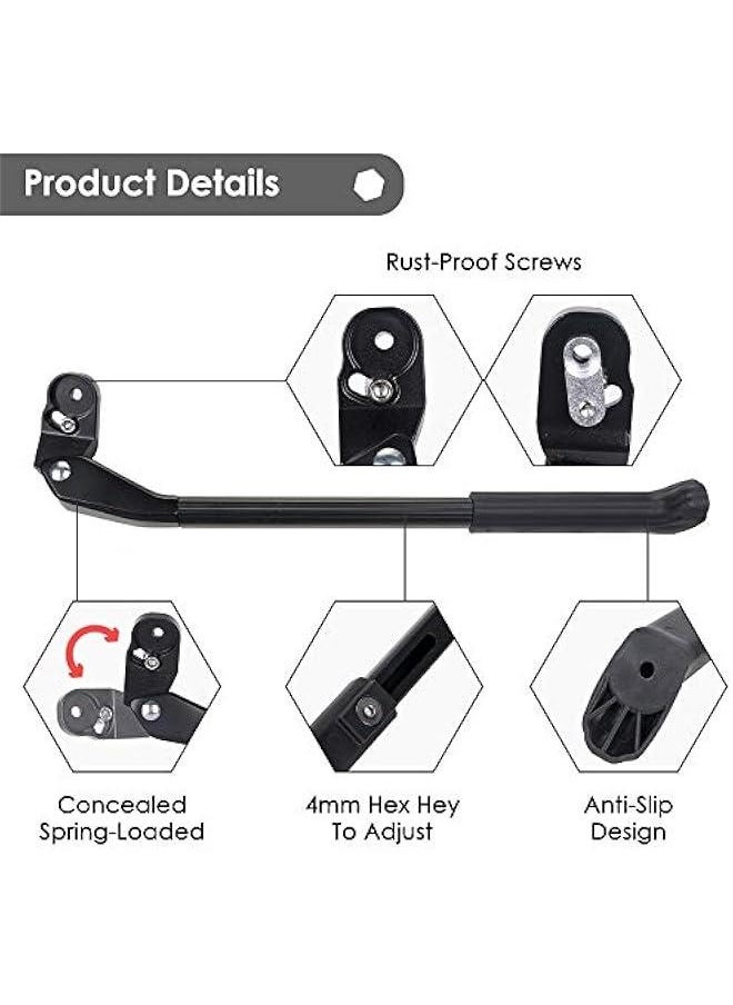 Adjustable Bike Kickstand, Aluminum Alloy Bicycle Side Kickstand Quick Release Bike Side Stand Concealed Spring-Loaded Latch Non-Slip Rear Side for 24-27.5 Inch Mountain Bike and 700C 650C Road